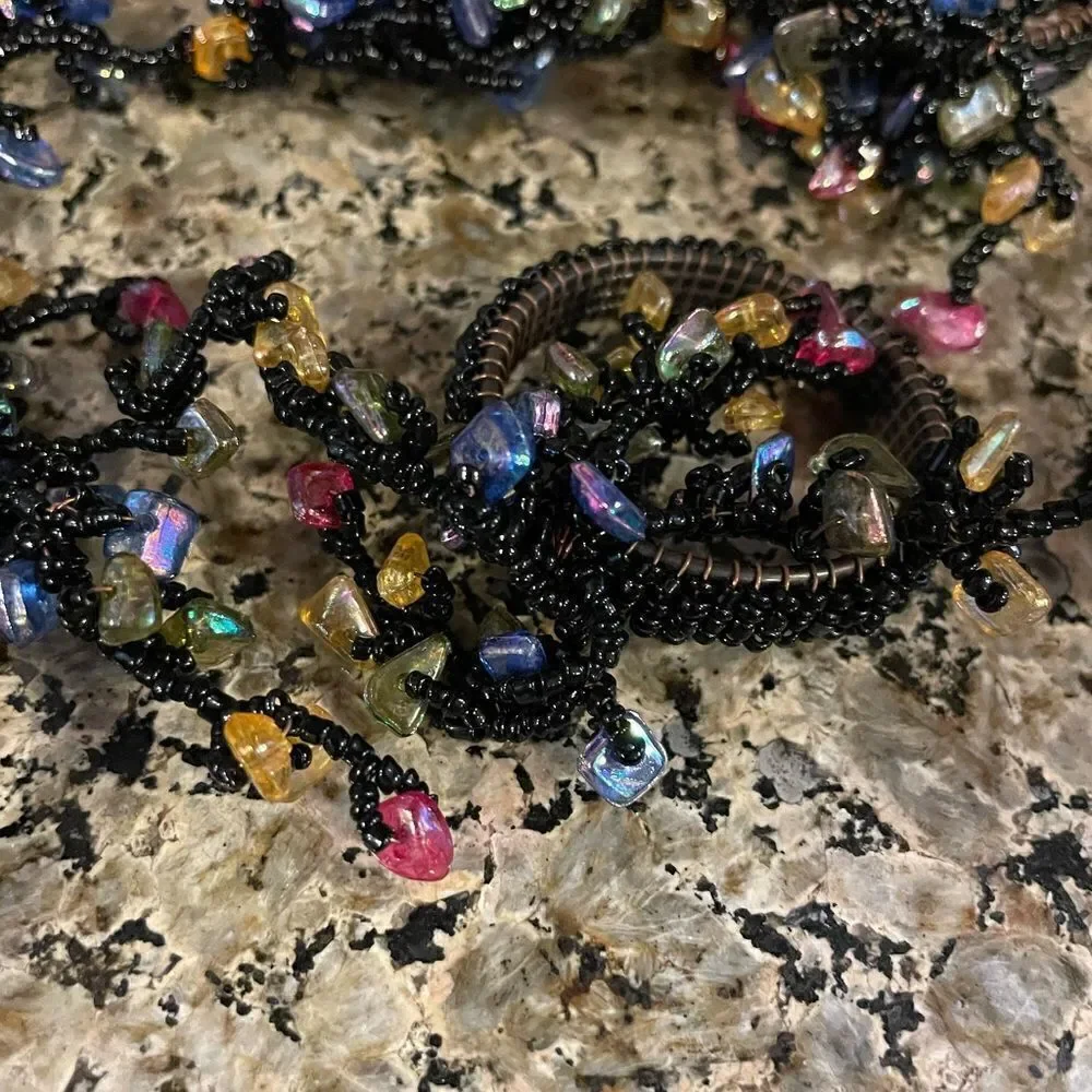 7 Beaded Jeweled Rock Napkin Rings
